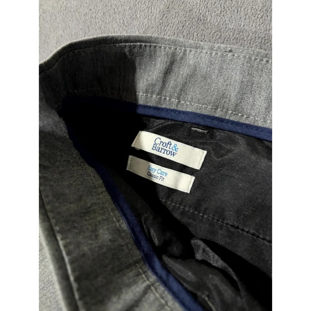 Croft‎ & Barrow Chino Pants Mens 36x30 Gray Cotton Stretch Easy Care Classic Fit